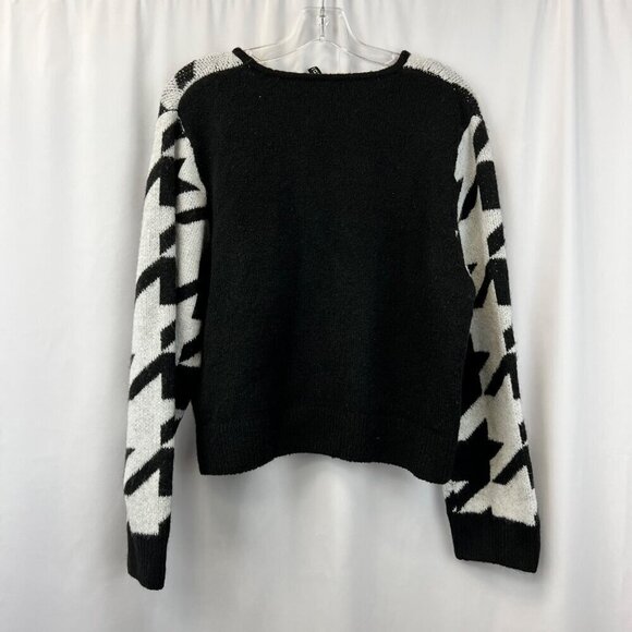 H&M Divided Women’s Button Up Cropped Long Sleeve Cardigan Black/White Medium - Picture 7 of 9